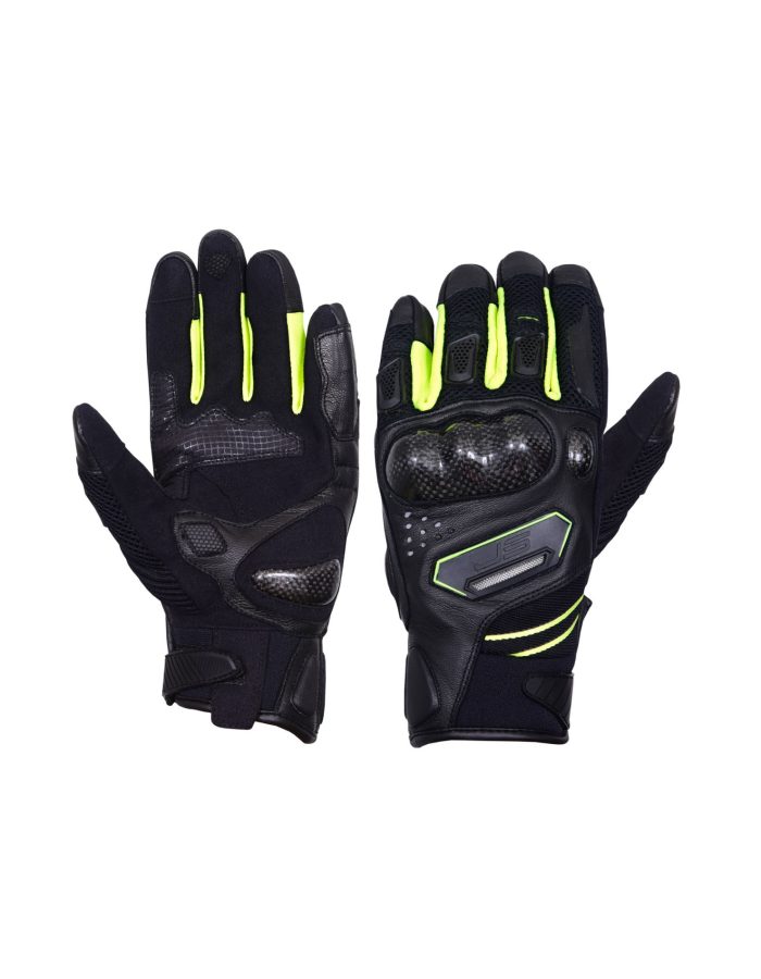 MOTORCYCLE GLOVES FOR MOTORCYCLE , SCOOTER, QUAD BLACK-FLUO YELLOW WATERPROOF SHORT NEW