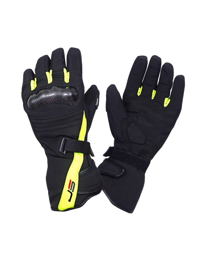 MOTORCYCLE GLOVES FOR MOTORCYCLE , SCOOTER, QUAD BLACK-FLUO YELLOW WATERPROOF LONG NEW